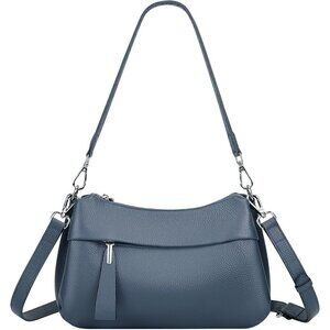 Genuine Leather Indigo Blue Crossbody Bag Women Small Hobo Shoulder Purse Straps